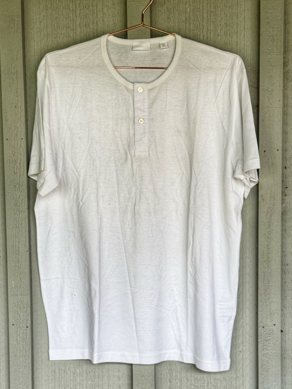 Men's Handvaerk White Henley Short-Sleeve Shirt XL - NWOT